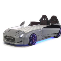 Ліжко машина сіра з підсвічуванням Порше-911